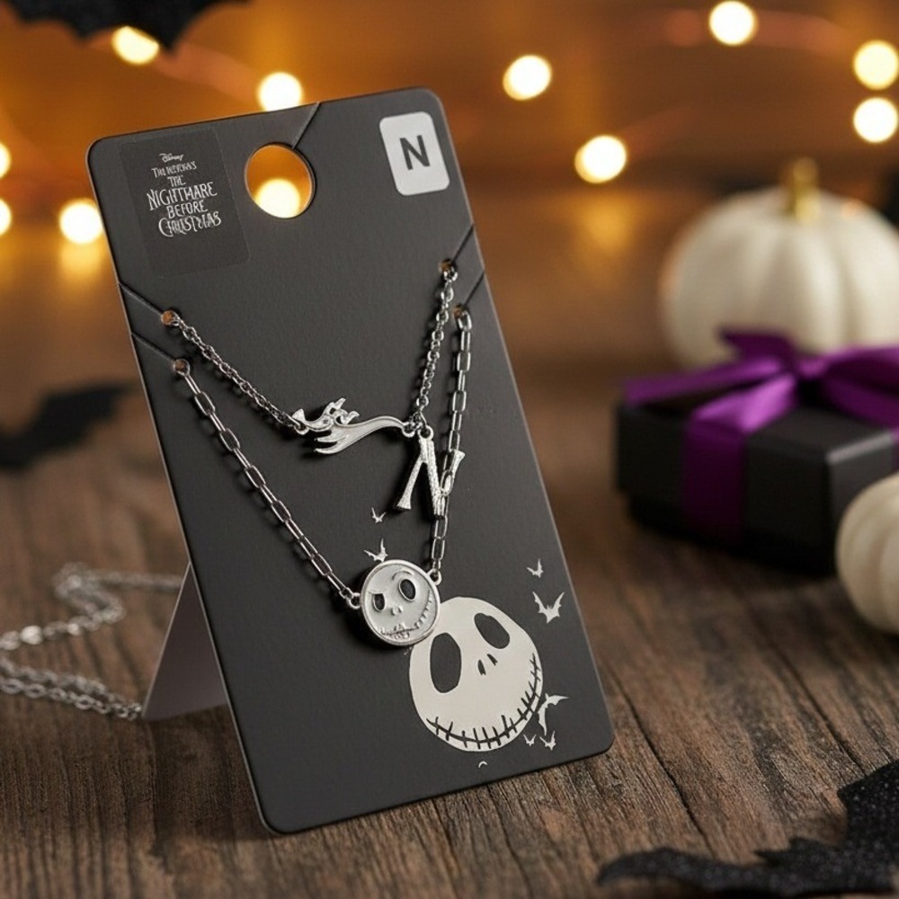Disney Nightmare‎ Before Christmas Jack Skellington Enamel Necklace Silver NWT
